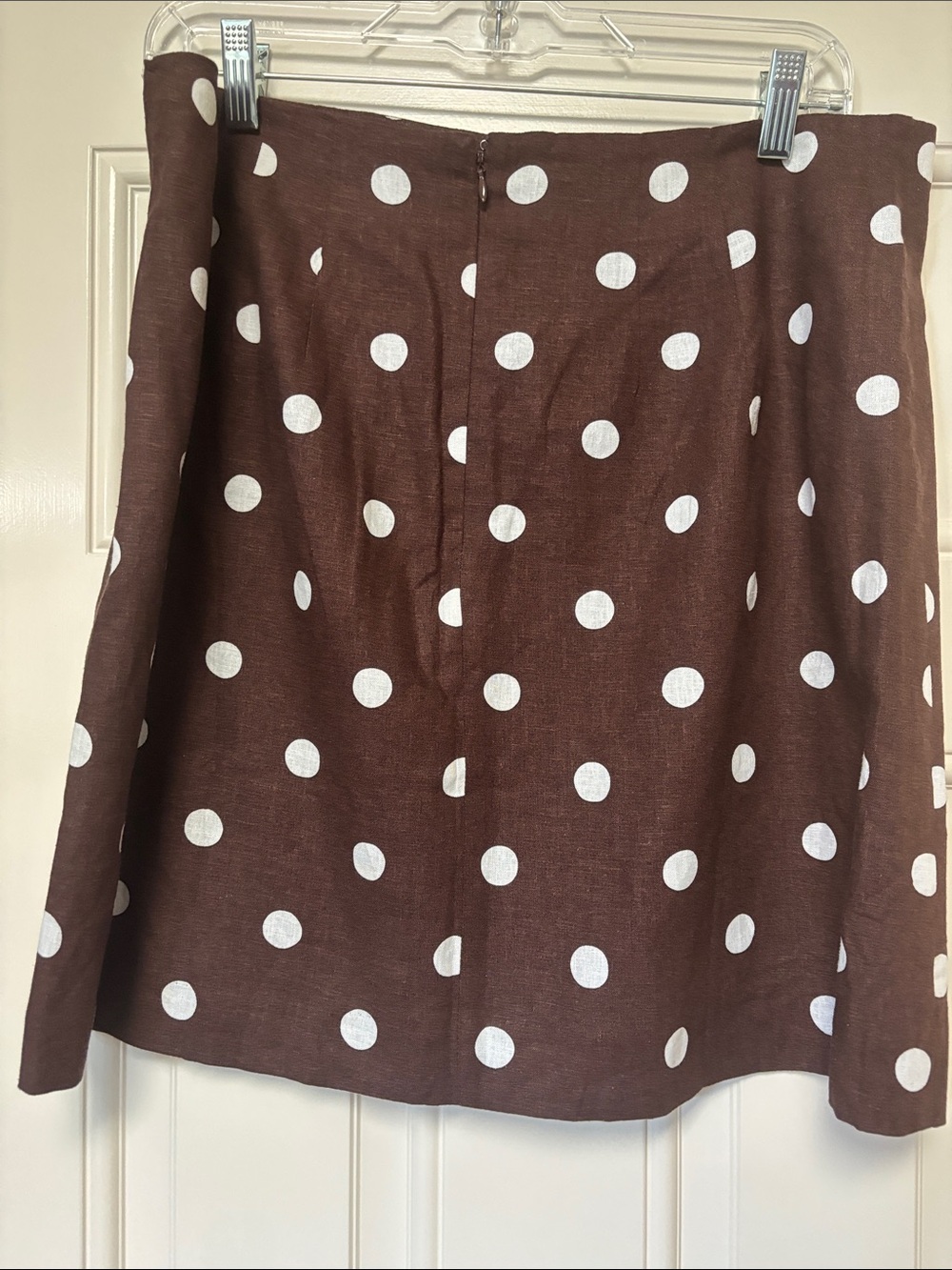 Ann Taylor Linen Brown Polka Dot Mini Skirt - Picture 2 of 4